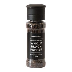 Pickle & Spice Whole Black Organic Peppercorn Grinder 100g Per Unit